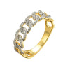 Sterling Silver Cubic Zirconia Ring - 925 Siver 14ct Gold Plated CZ Set Curb Dress Ring - by Hearts Forever Jewellers