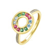 Sterling Silver Cubic Zirconia Ring - 925 Siver 14ct Gold Plated Multo Col CZ Set Circle of Life Ring - by Hearts Forever Jewellers