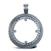925 Silver Sovereign Size Pendant Mount Rope Edge