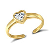 925 Silver CZ Set Heart Toe Ring