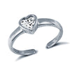 925 Silver CZ Set Heart Toe Ring