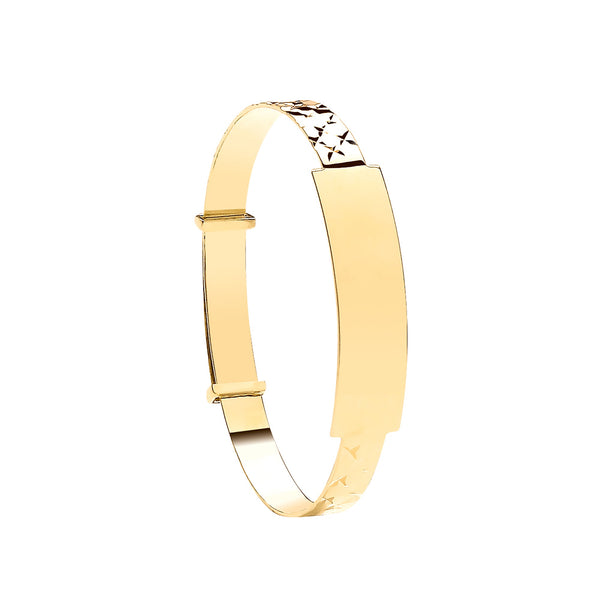 Bracelet - Y/G D/C Expandable ID Baby Bangle - by Hearts Forever Jewellers