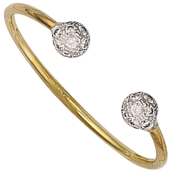 Cubic Zirconia Bracelet - Y/G Baby Cz Torque Bangle - by Hearts Forever Jewellers