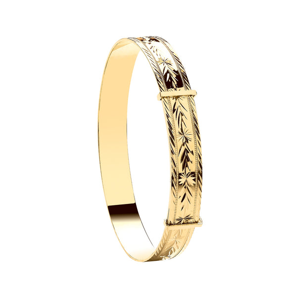 Bracelet - Y/G 9mm D/C Expandable Slave Bangle - by Hearts Forever Jewellers