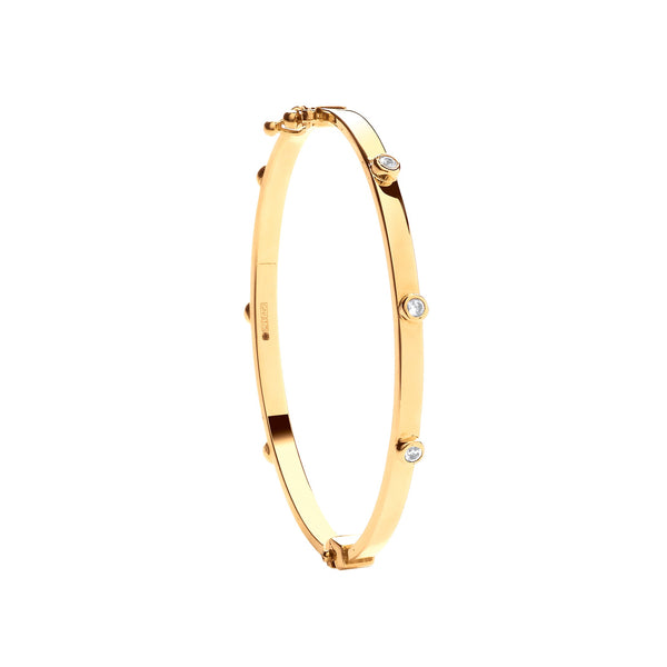 Cubic Zirconia Bracelet - Y/G Hollow Oval Cz Baby Bangle - by Hearts Forever Jewellers