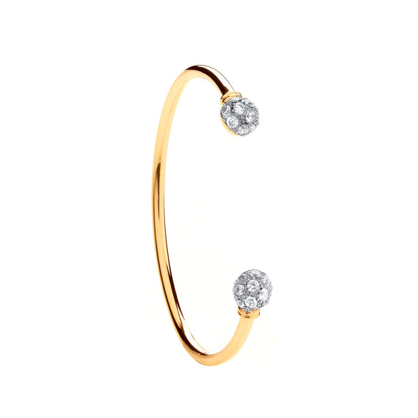 Cubic Zirconia Bracelet - Y/G CZ Ladies Torque Bangle - by Hearts Forever Jewellers