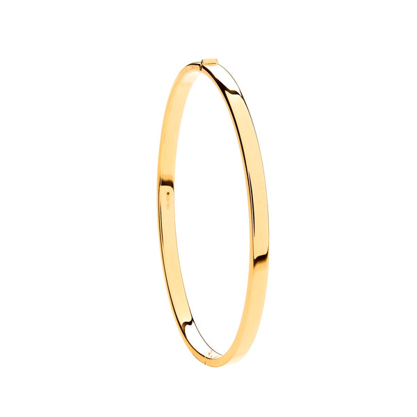 Bracelet - Y/G Hollow Flat Hinged Ladies Bangle - by Hearts Forever Jewellers
