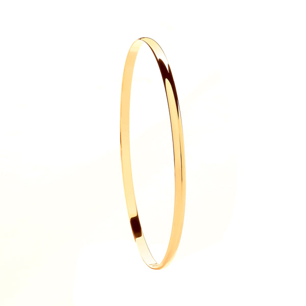 Bracelet - Y/G 3mm Plain D-shape Ladies Bangle - by Hearts Forever Jewellers