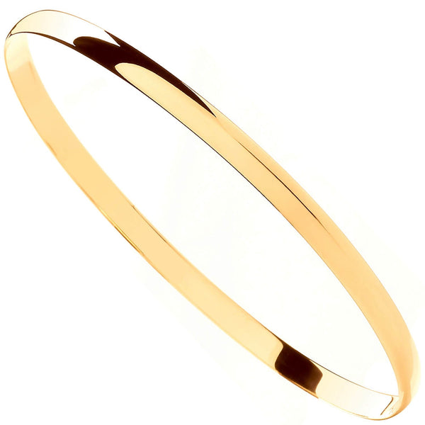 Bracelet - Y/G 4mm Plain D-shape Ladies Bangle - by Hearts Forever Jewellers