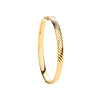 Bracelet - Y/G Ribbed Design Hollow Oval Bangle - by Hearts Forever Jewellers