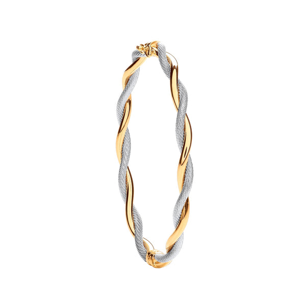 Bracelet - Y&W/G Twist Hollow Oval Bangle - by Hearts Forever Jewellers