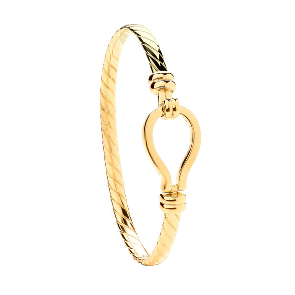 Bracelet - Y/G Hook Ladies 4mm Bangle - by Hearts Forever Jewellers