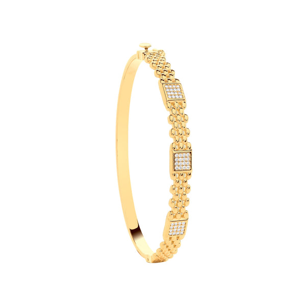 Cubic Zirconia Bracelet - Y/G Panther Link CZ Ladies Bangle - by Hearts Forever Jewellers