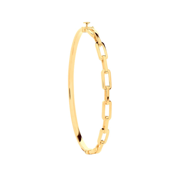 Bracelet - Y/G Paper Clip Ladies Bangle - by Hearts Forever Jewellers
