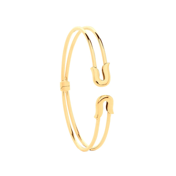 Bracelet - Y/G Safety Pin Style Ladies Bangle - by Hearts Forever Jewellers