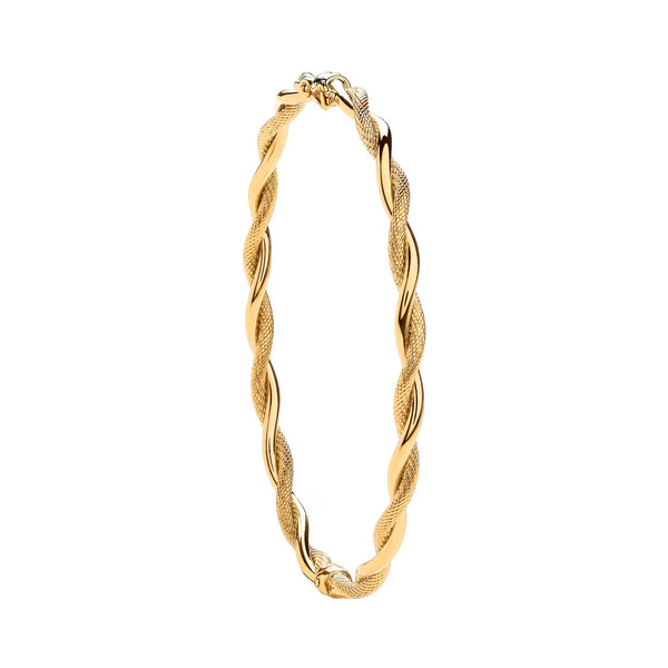 Bracelet - Y/G Plain & D/C Twist Ladies Bangle - by Hearts Forever Jewellers