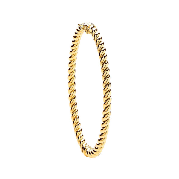 Bracelet - Y/G Hollow Twist 4.5mm Bangle - by Hearts Forever Jewellers