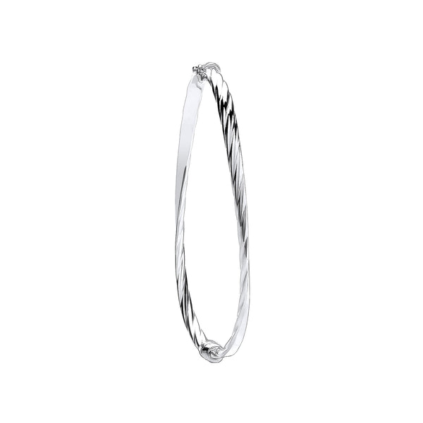 Bracelet - W/G Plain & Twisted 4mm Twist Bangle - by Hearts Forever Jewellers