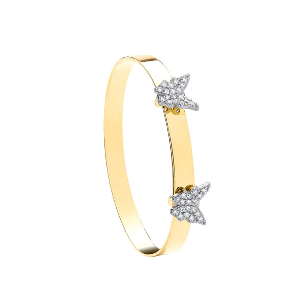 Cubic Zirconia Bracelet - Y/G 4.3mm CZ Butterflies Baby Bangle - by Hearts Forever Jewellers