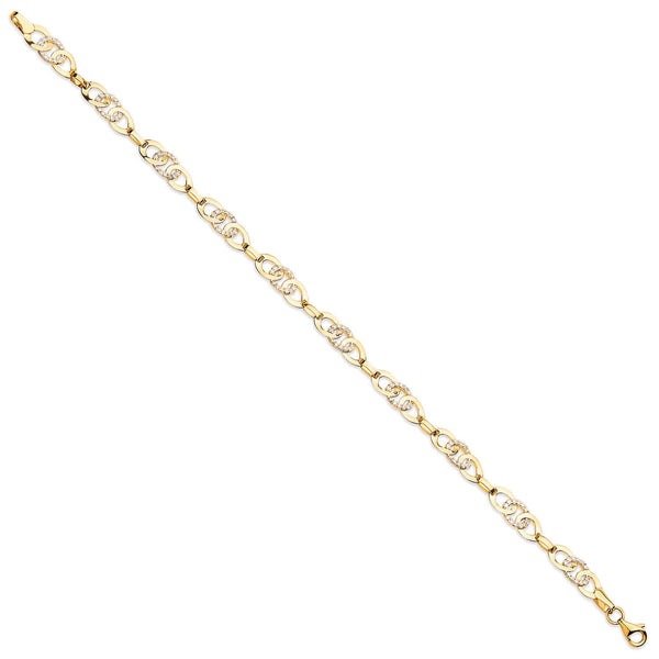 Cubic Zirconia Bracelet - Y/G Cz Entwined Links Bracelet - by Hearts Forever Jewellers
