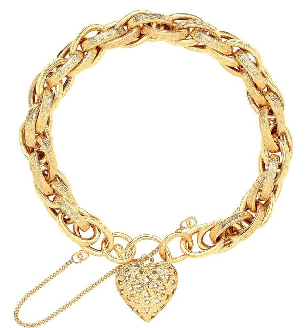 Bracelet - Y/G Prince of Wales Heart Padlock Bracelet - by Hearts Forever Jewellers