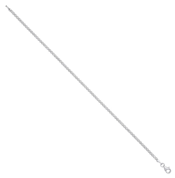 Cubic Zirconia Bracelet - W/G 2.1mm Round CZ Ladies Tennis Bracelet - by Hearts Forever Jewellers