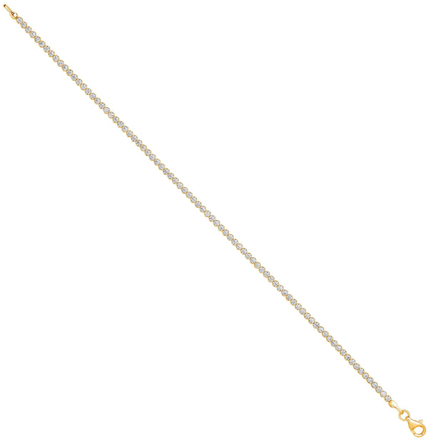Cubic Zirconia Bracelet - Y/G 2.1mm Round CZ Ladies Tennis Bracelet - by Hearts Forever Jewellers