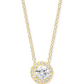 Y/G Round Cz Halo Pendant on 18