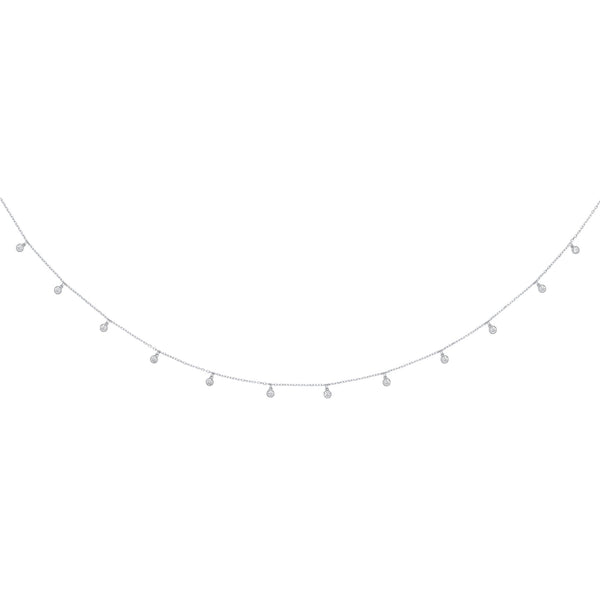 Diamond, Cubic Zirconia Necklace - W/G Dangling CZs Diamond by the Yard 17"Necklace/07" Bracelet - by Hearts Forever Jewellers