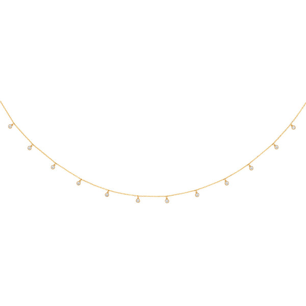 Diamond, Cubic Zirconia Necklace - Y/G Dangling CZs Diamond by the Yard 17"Necklace/07" Bracelet - by Hearts Forever Jewellers