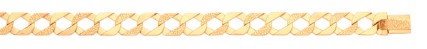 Necklace - Y/G Plain & Nugget 13mm Link Flat Curb Chain - by Hearts Forever Jewellers