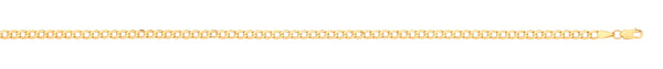 Necklace - 14ct Y/G Hollow Beveled Curb 3.5mm Chain - by Hearts Forever Jewellers