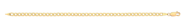 Necklace - 14ct Y/G Hollow Beveled Curb 4.0mm Chain - by Hearts Forever Jewellers