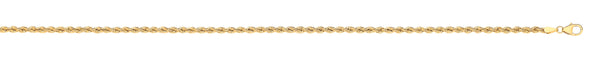 Necklace - 14ct Y/G Hollow Rope 2.7mm Chain - by Hearts Forever Jewellers