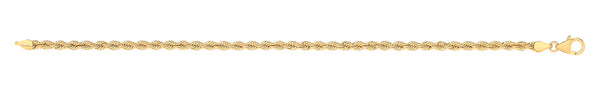 Necklace - 14ct Y/G Hollow Rope 3.3mm Chain - by Hearts Forever Jewellers