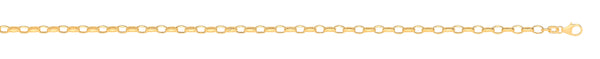 Necklace - 14ct Y/G Hollow Oval Faceted Belcher 3.5mm Chain - by Hearts Forever Jewellers
