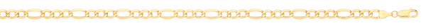 Necklace - 14ct Y/G Hollow Beveled Figaro 5.0mm Chain - by Hearts Forever Jewellers