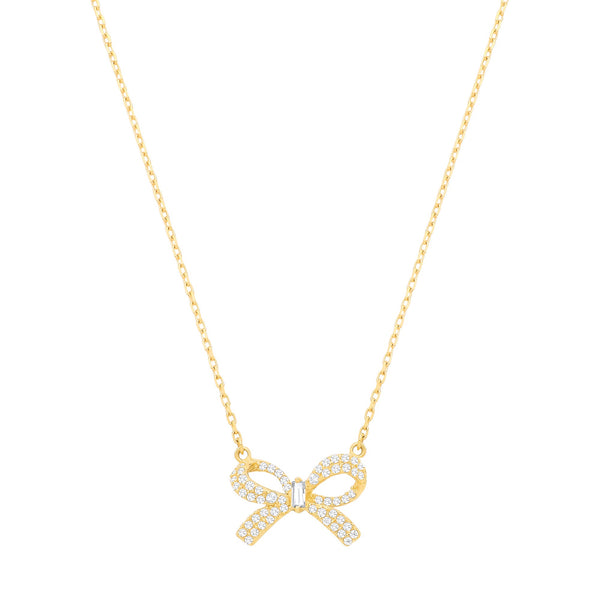 Cubic Zirconia Ring - Y/G Cz Bow Chain - by Hearts Forever Jewellers
