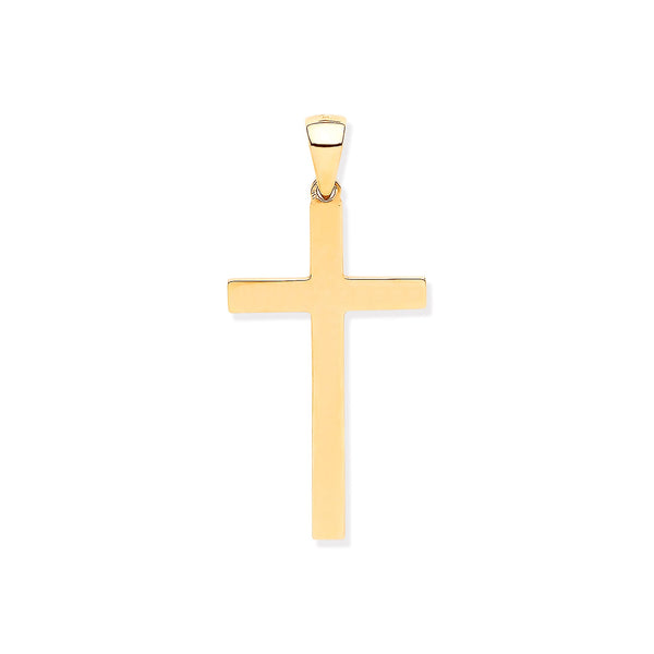 Jewellery - Y/G Solid Plain Cross - by Hearts Forever Jewellers