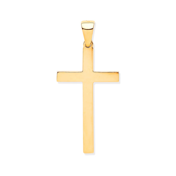 Jewellery - Y/G Solid Large Plain Cross - by Hearts Forever Jewellers