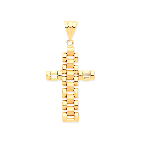 Jewellery - Y/G Fancy Link Cross - by Hearts Forever Jewellers