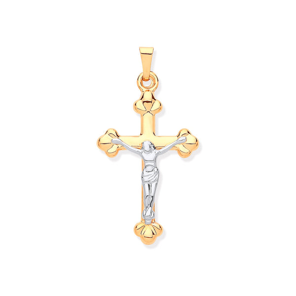 Necklace - Y & W/G Crucifix Pendant - by Hearts Forever Jewellers