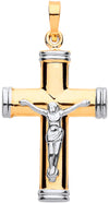 Jewellery - Y & W/G Hollow Tube Crucifix - by Hearts Forever Jewellers