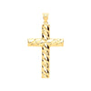 Jewellery - Y & W/G Hollow Tube Ribbed Cross - by Hearts Forever Jewellers