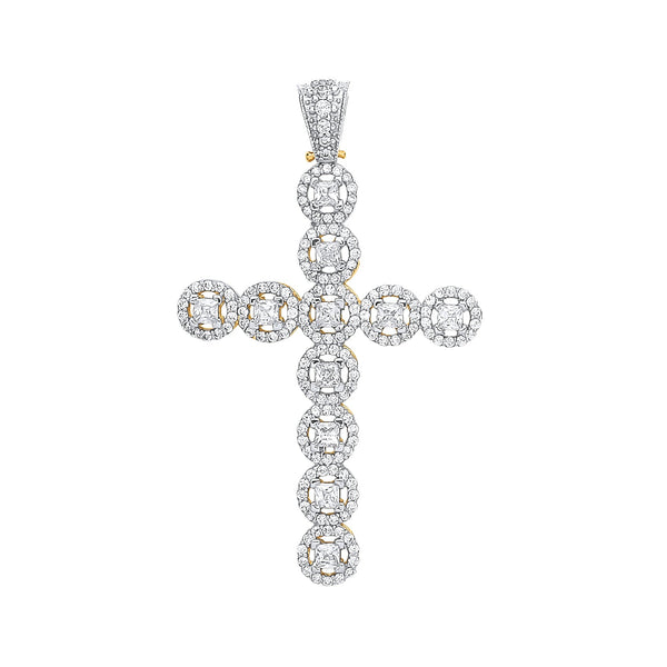 Cubic Zirconia Jewellery - Y/G P/C Cz Halo Style Setting Cross - by Hearts Forever Jewellers