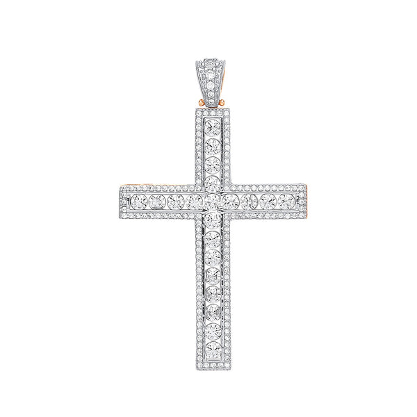 Cubic Zirconia Jewellery - Y & W/G Round Cz Cross - by Hearts Forever Jewellers