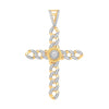 Cubic Zirconia Jewellery - Y & W/G Large Round Charm Cz Curb Link Cross - by Hearts Forever Jewellers