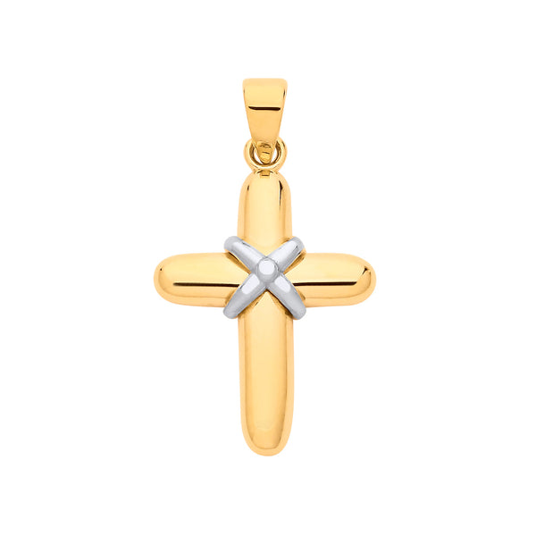Jewellery - Y&W/G Small Kiss Cross - by Hearts Forever Jewellers