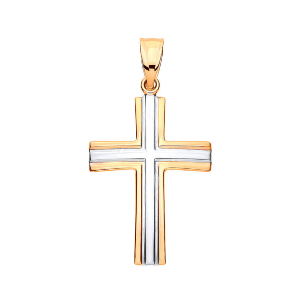 Jewellery - Y/G Two Colour Hollow Cross - by Hearts Forever Jewellers