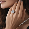 Pre-owned Tiffany Soleste Cushion-cut Double Halo Engagement Ring with a Diamond Platinum Band